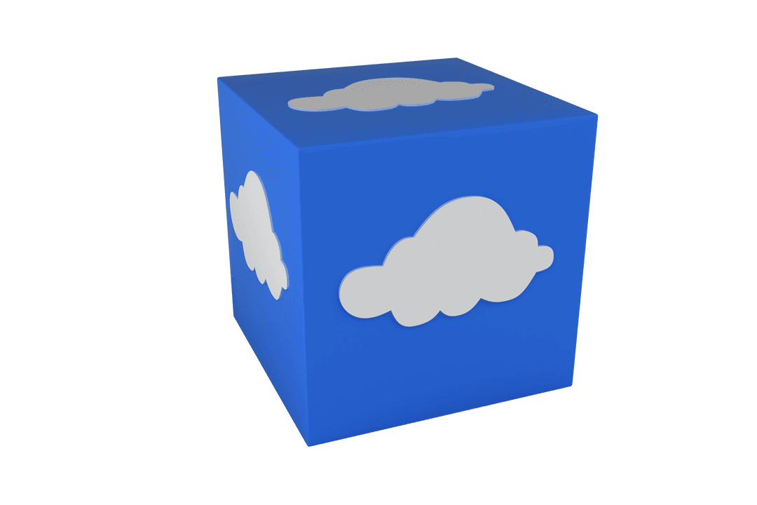3D Cloud App Cube Asset with Transparent Background