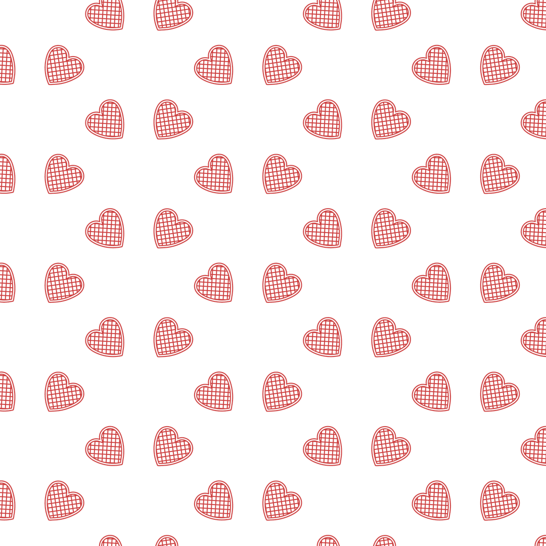 Seamless Pattern of Red Hearts on Transparent Background