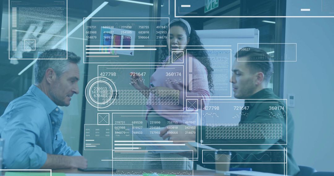 Business Team Analyzing Digital Data in Modern Conference Room