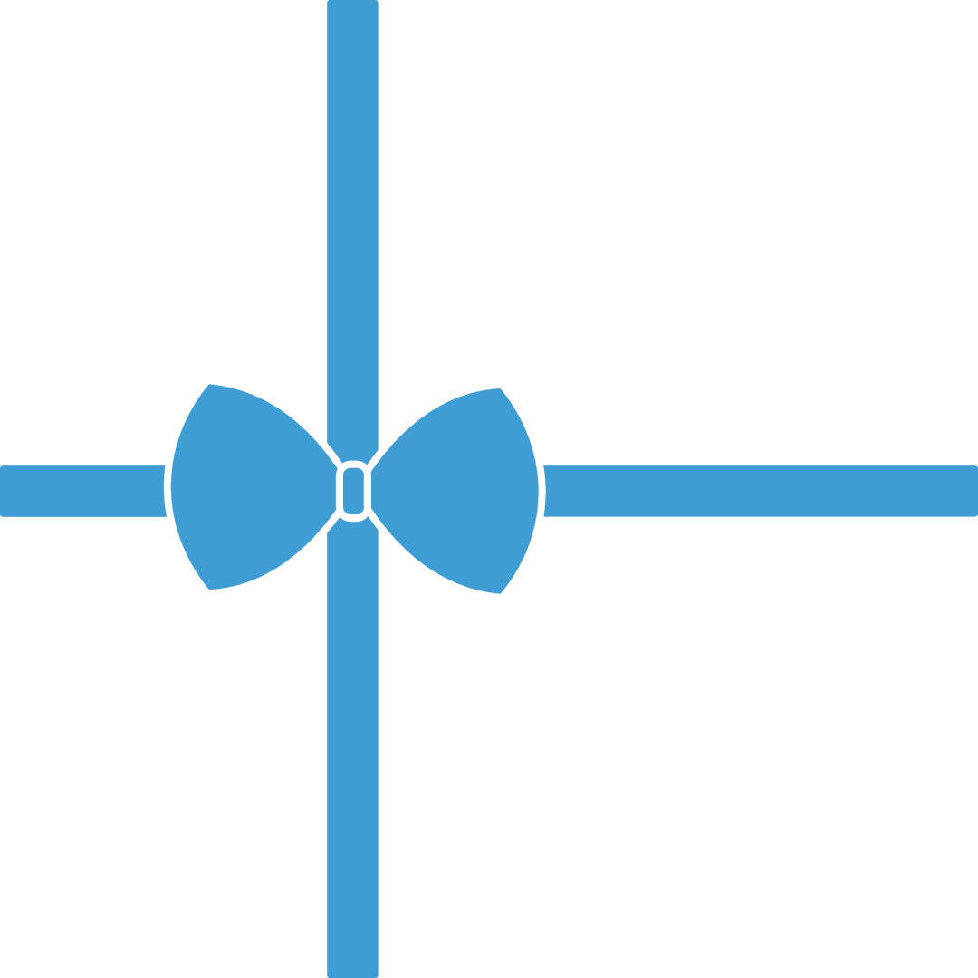 Simple Blue Ribbon and Bow on Transparent Background