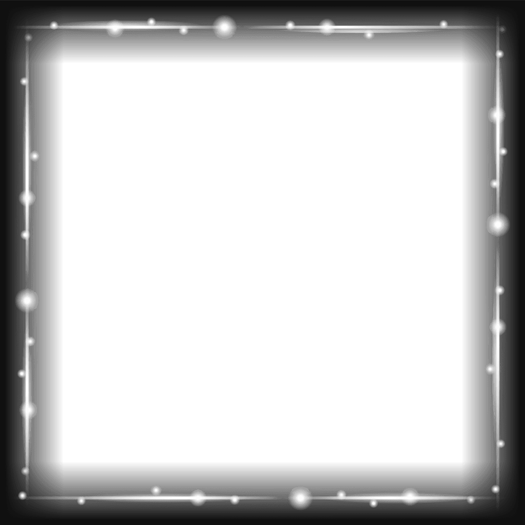 Glowing Decorative Square Border on Transparent Background