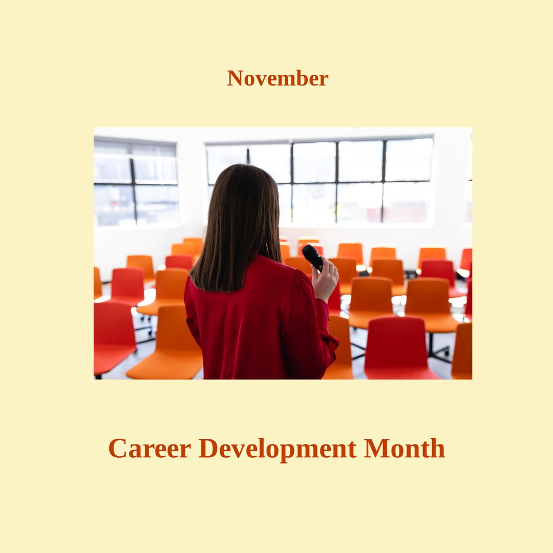 Businesswoman Presenting during Career Development Month Event