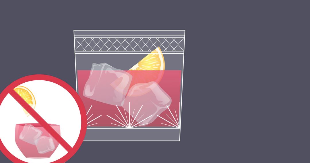 Illustration of Prohibited Alcoholic Drink with Lemon Slice