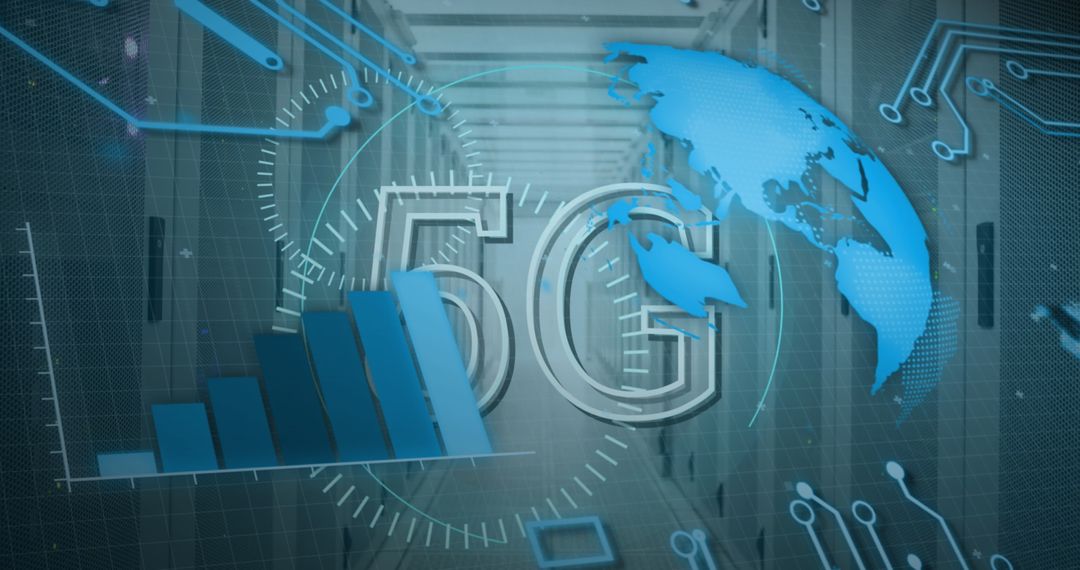 Futuristic 5G Network Technology Concept with Global Connectivity