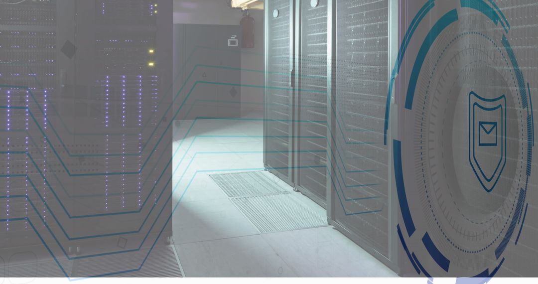 Network Security Concept Over Modern Data Center Background