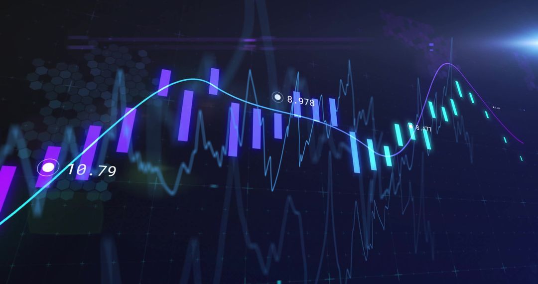 Futuristic Digital Trading Chart with Neon Candlesticks