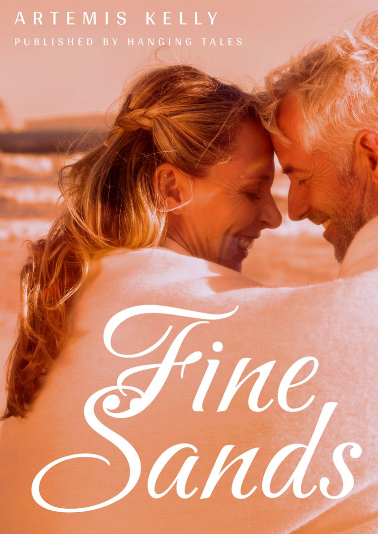 Romantic Couple Embracing on Beach with Fine Sands Book Cover - Download Free Stock Templates Pikwizard.com