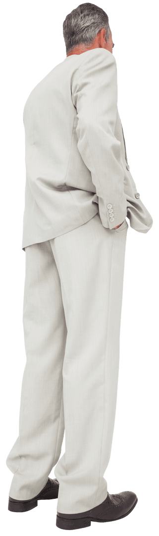Back View of Senior Businessman on Transparent Background