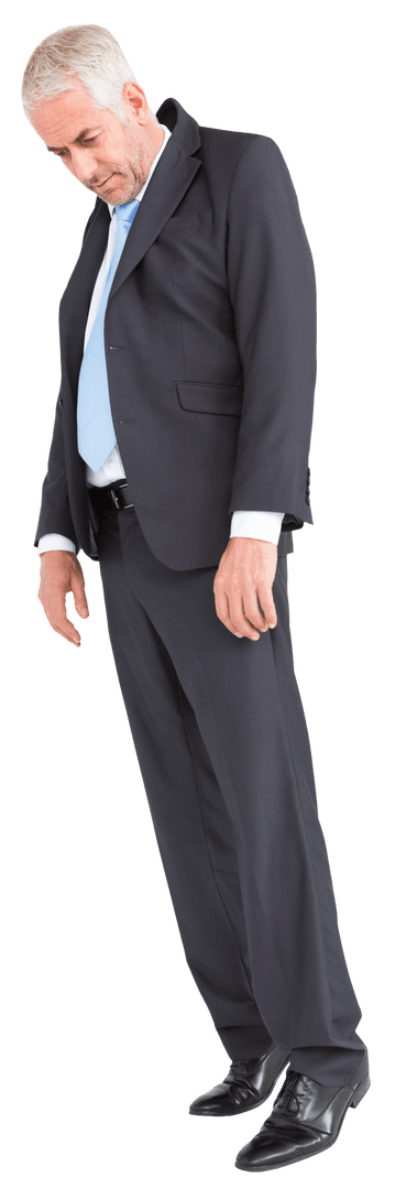 Caucasian Businessman Hanging on Transparent Background