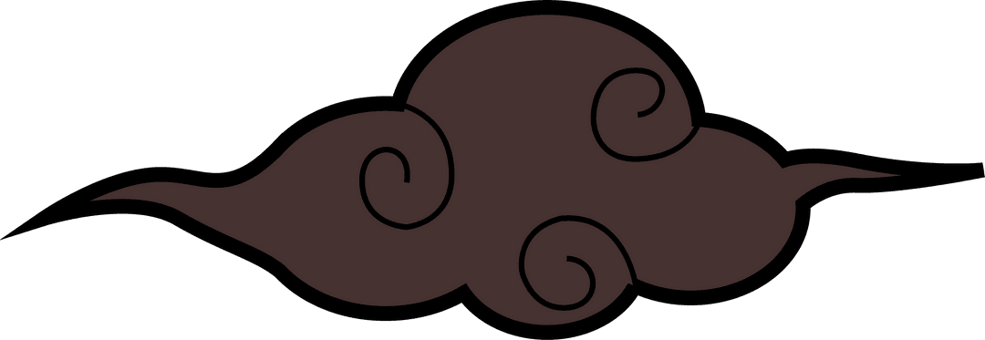 Stylized Brown Cloud Icon with Spiral Motifs on Transparent Background