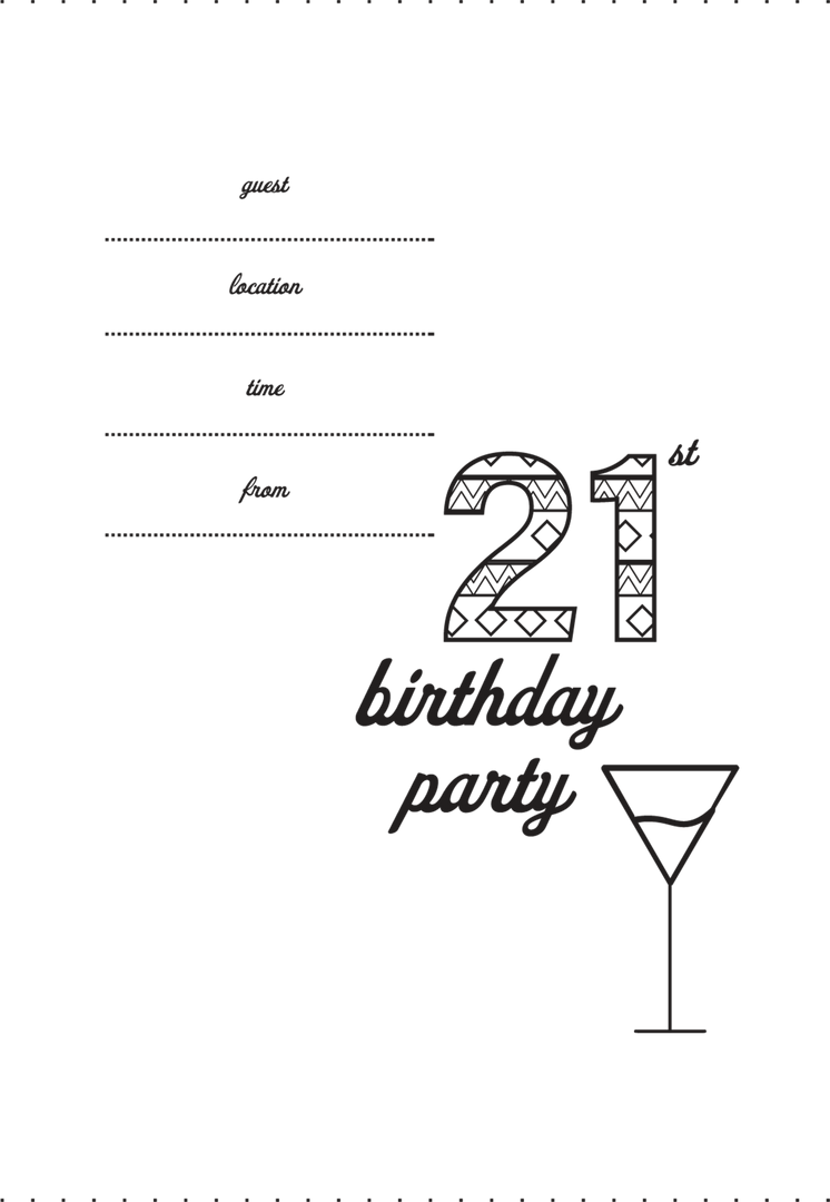 21st Birthday Invitation on Transparent Background with Elegant Pattern - Download Free Stock Images Pikwizard.com