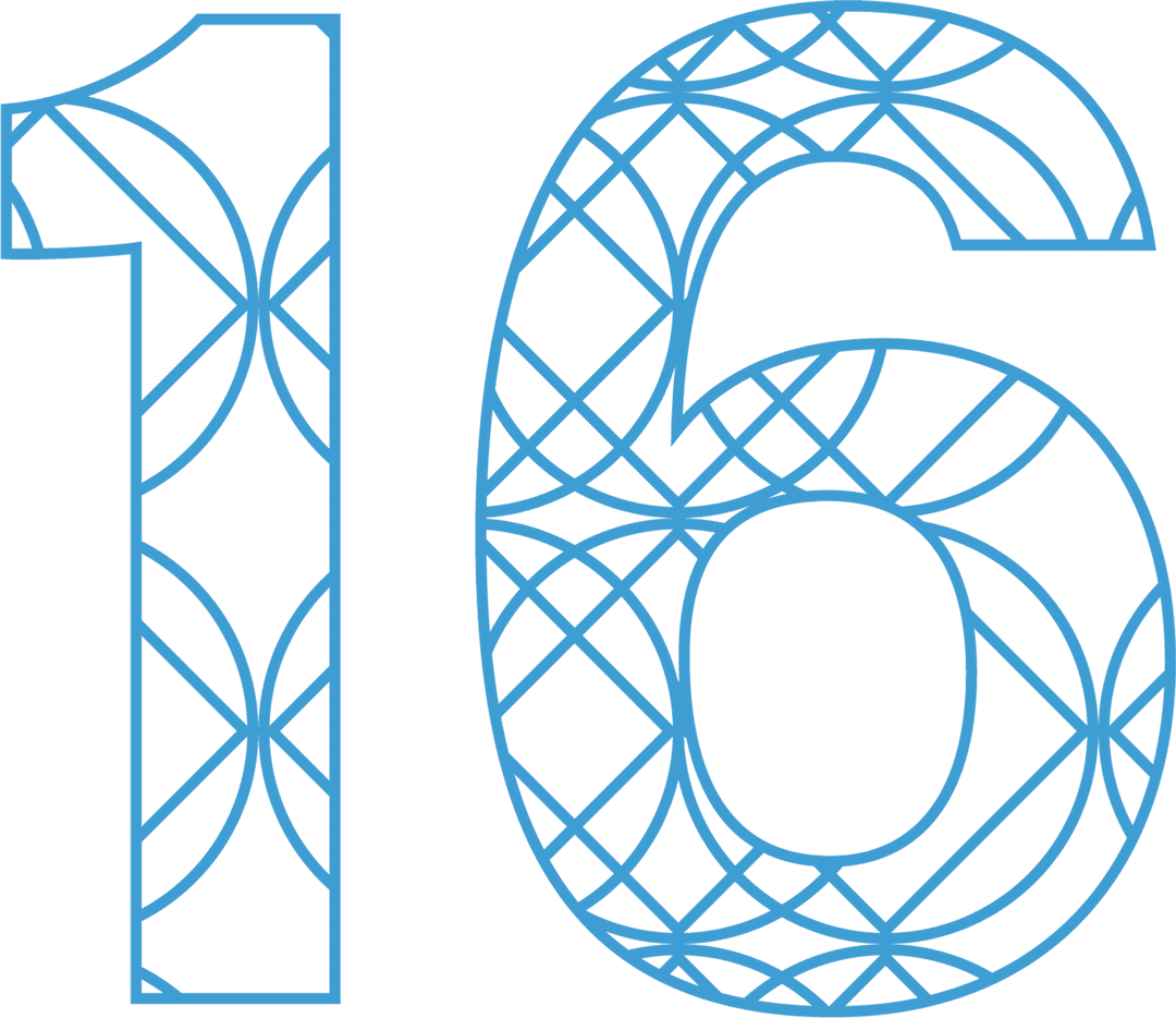 Elegant Blue Number 16 with Transparent Background for Celebrations