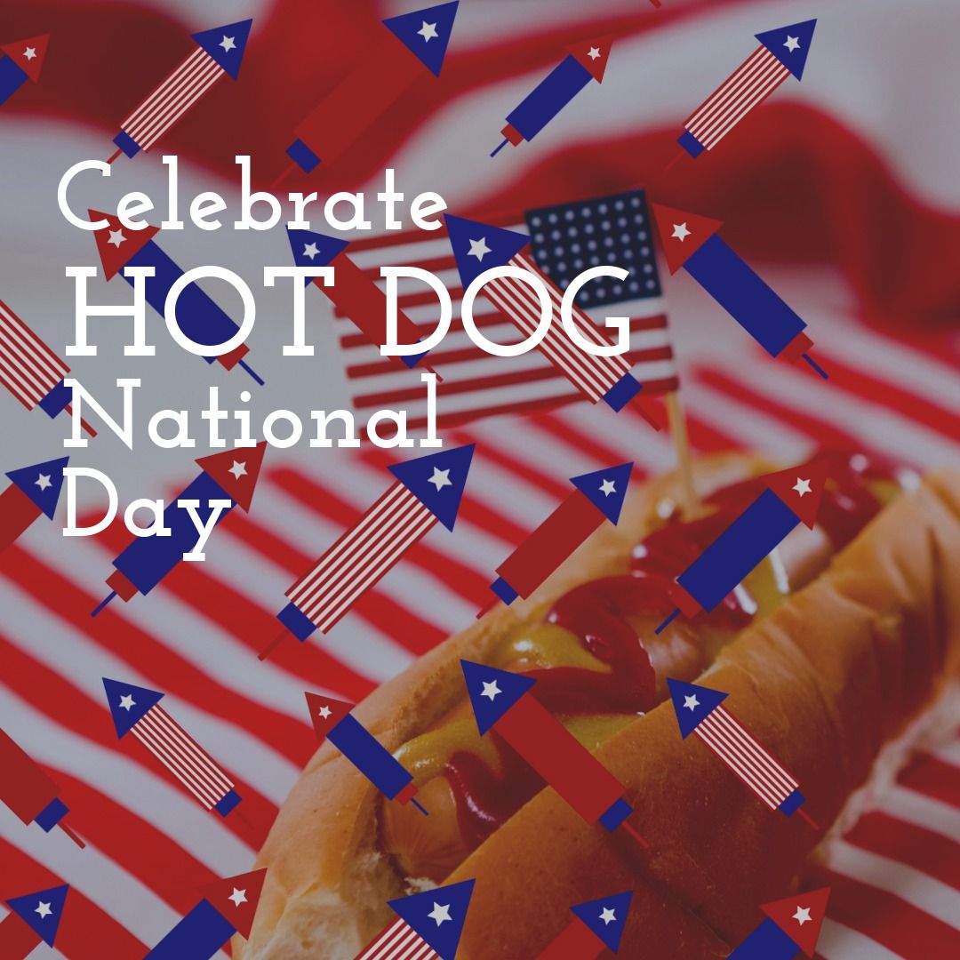 Celebrate Hot Dog National Day with American Flags Overlay - Download Free Stock Templates Pikwizard.com