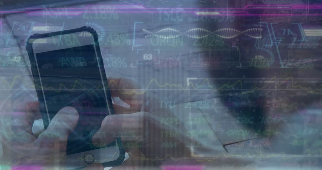 Businessman Utilizing Smartphone for Financial Analysis