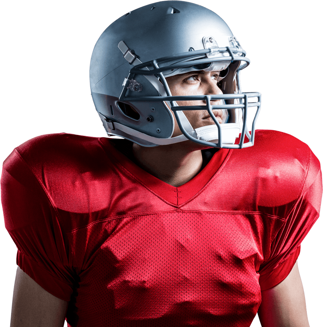 Focused American Football Player With Transparent Background