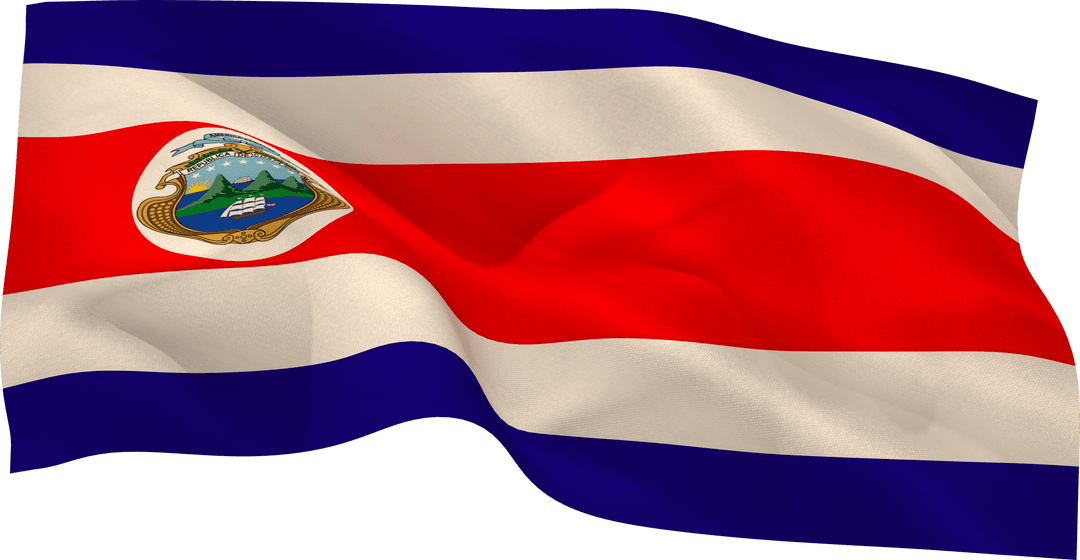 Costa Rica Flag Waving with Transparent Background