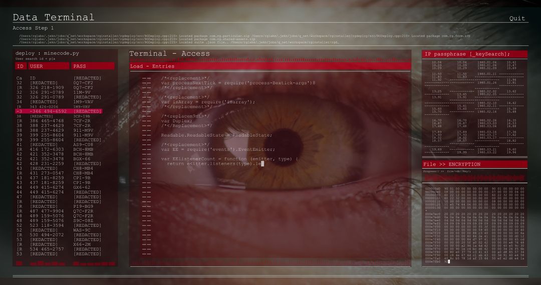digital eye overlaid with code emphasizing cybersecurity and data processing - Free Images, Stock Photos and Pictures on Pikwizard.com