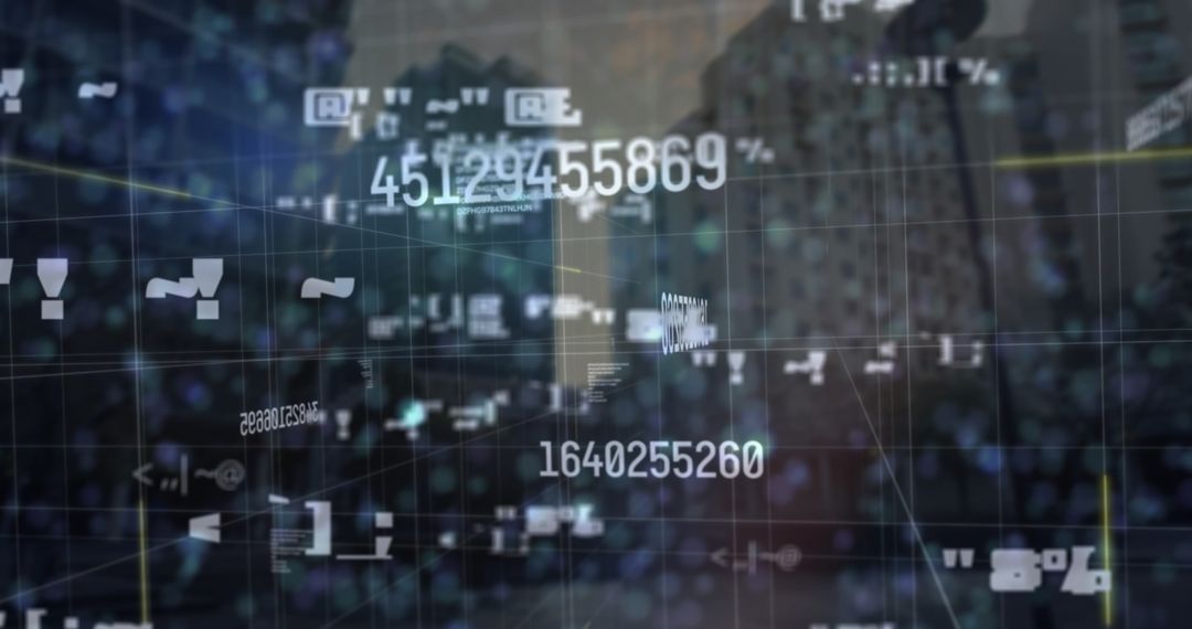 Abstract Digital Data Flow Over Modern Cityscape