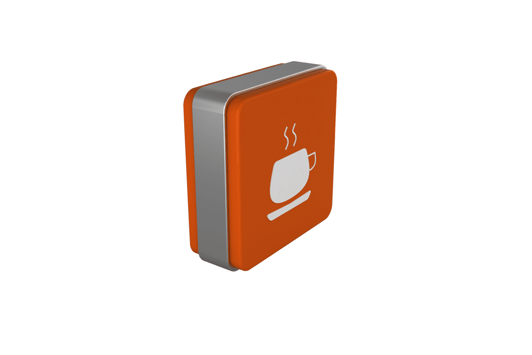 3D Brick Icon with Coffee Cup on Transparent Background