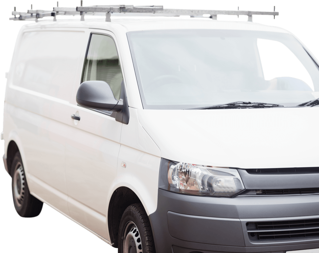White Van Transport Vehicle on Transparent Background