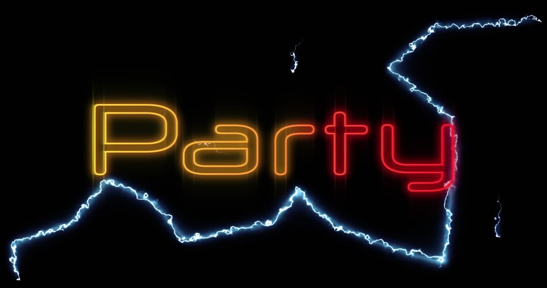 Electric Neon Party Text with Lightning Effects