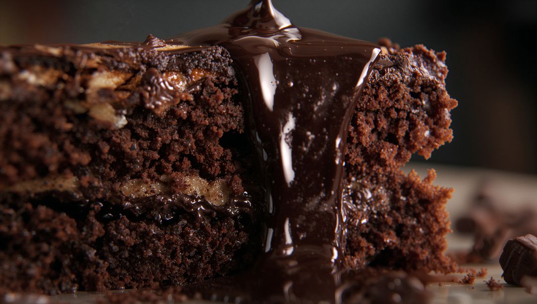 Chocolate Ganache Cascading Over Layered Chocolate Cake