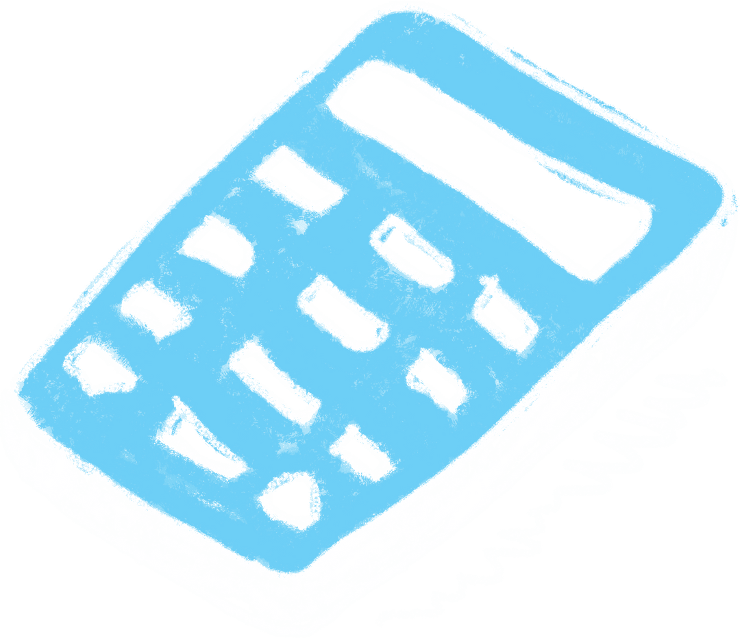 Transparent Chalkboard Calculator Sketch in Blue Palette