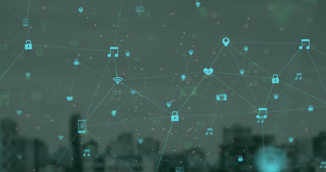 Digital Connectivity Network Overlay on Cityscape