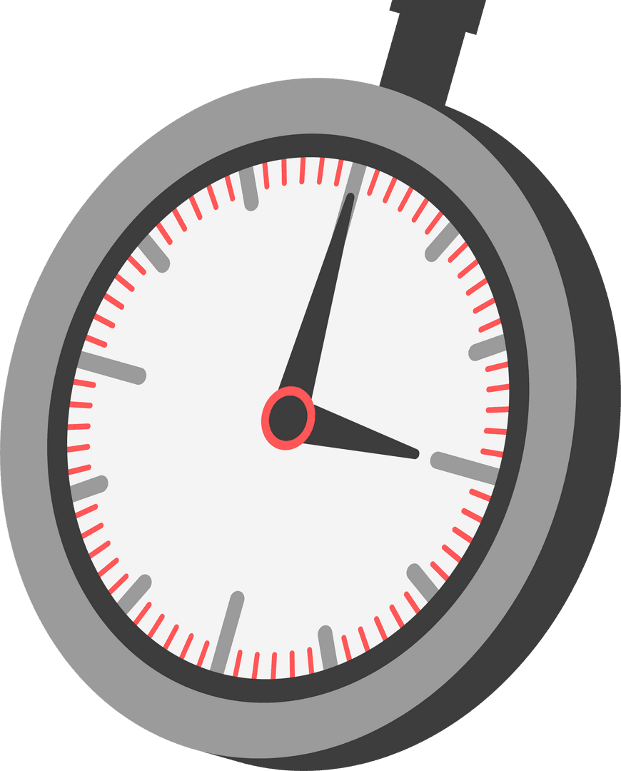 Flat Stopwatch Design on Transparent Background Illustrating Timing