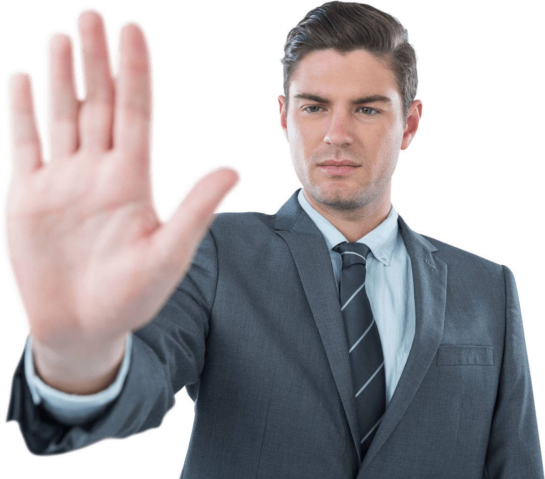 Transparent Businessman Using Virtual Touchscreen Interface