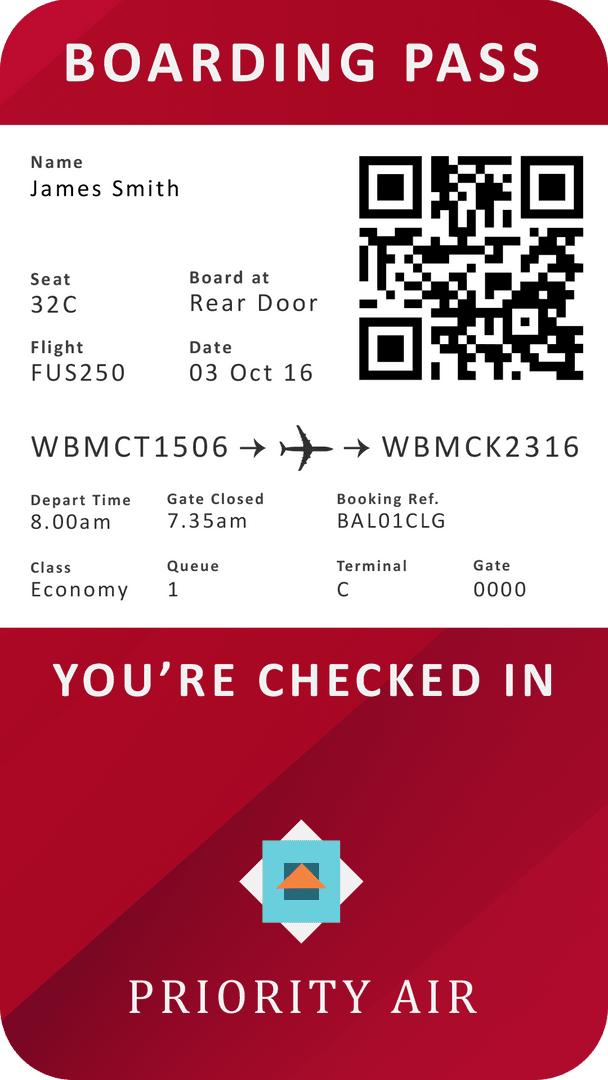 Digital Transparent Boarding Pass Illustration for Travel and Tourism
