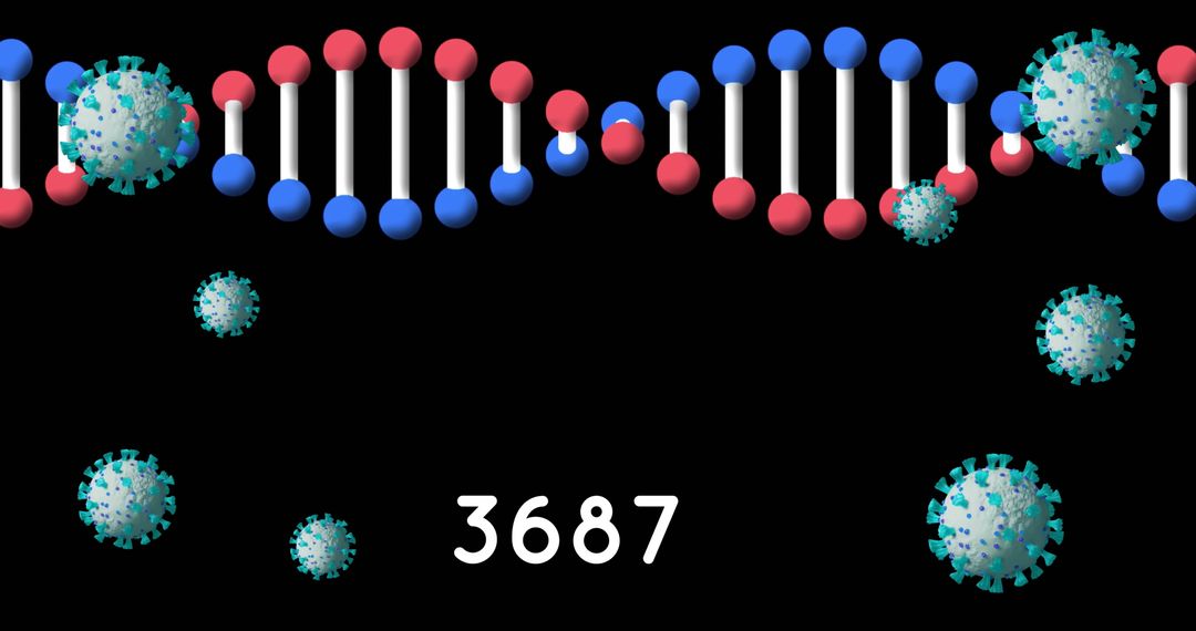 DNA Structure Surrounded by Viruses Illustrating Global Pandemic Concept