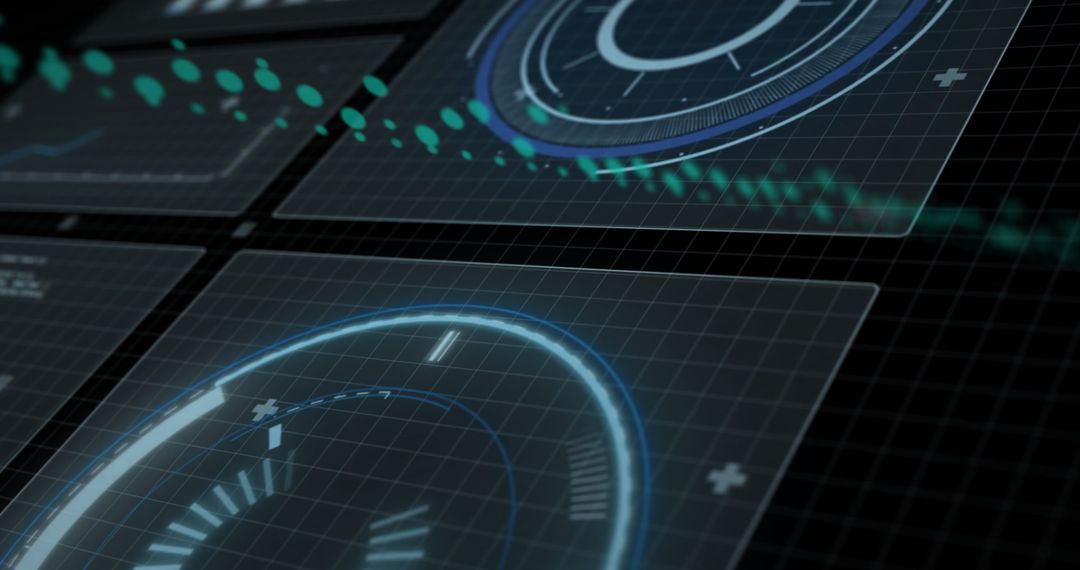 Digital Interface with Futuristic Graphs and Diagrams
