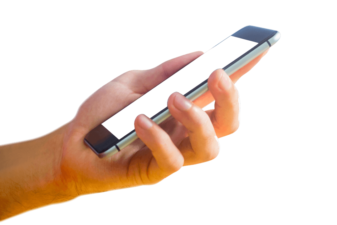 Hand Holding Smartphone Isolated Transparent Background