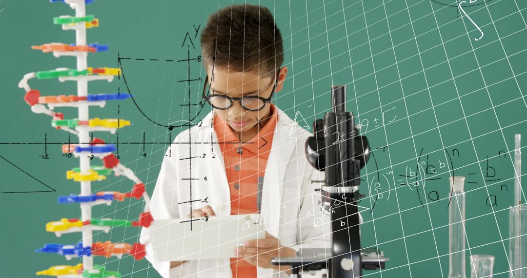 Curious Schoolboy Engaged in Science and Technology in Classroom
