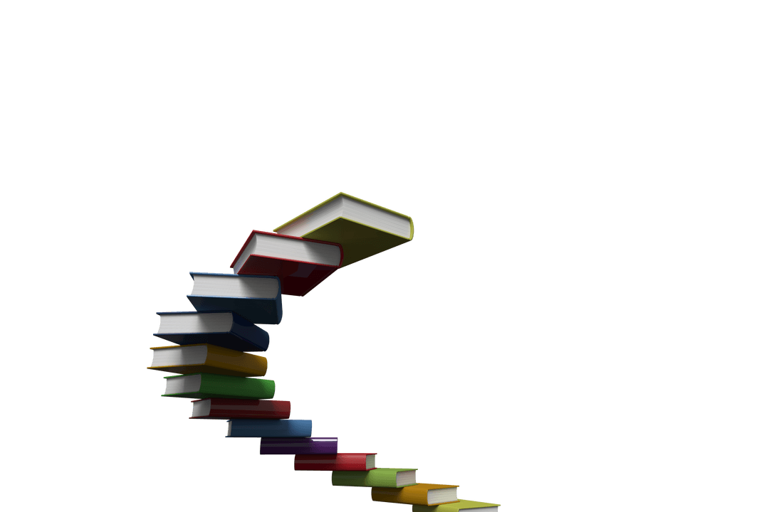 Transparent Stack of Colorful Books on Display