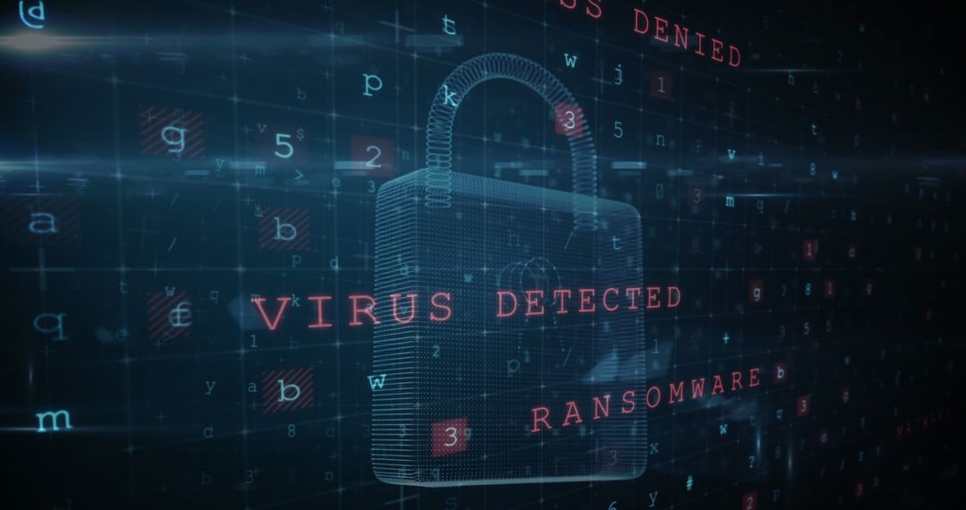 Cybersecurity Alert with Digital Lock and Warnings