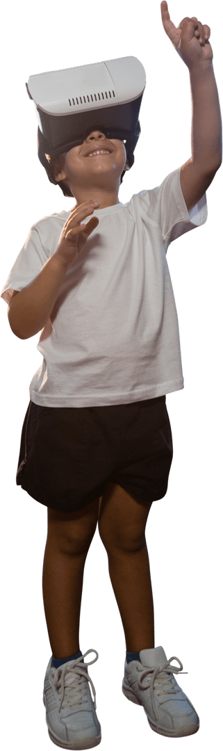 Child Enjoying Immersive Experience with Transparent VR Glasses