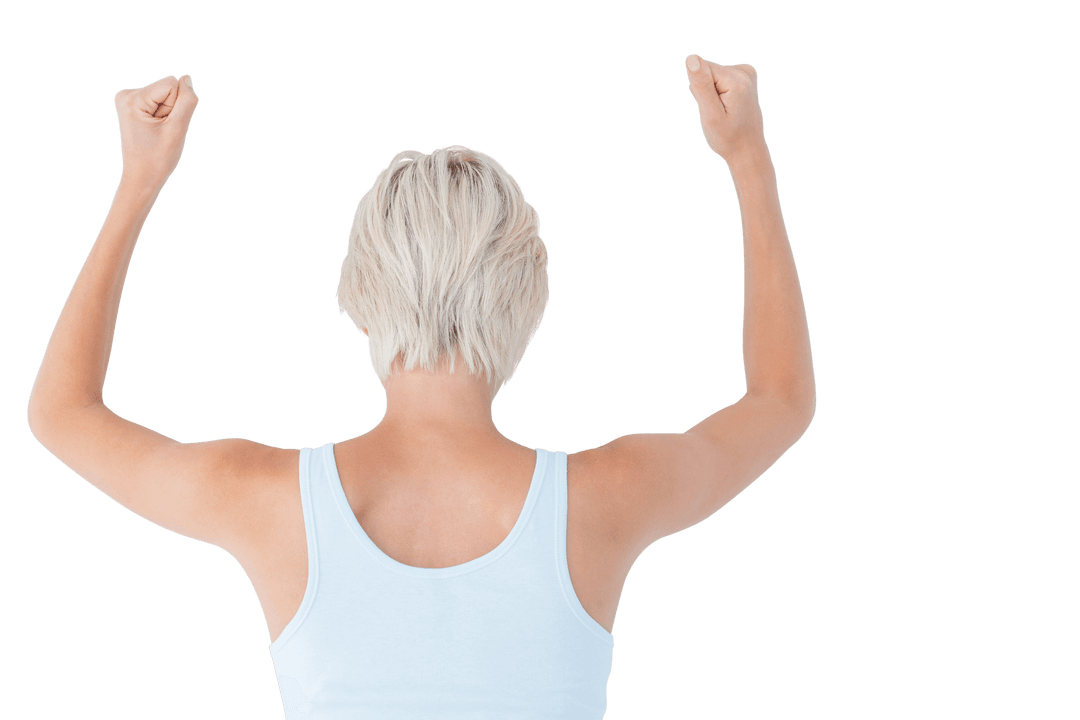 Back View Woman Clenching Fists Transparent Effect