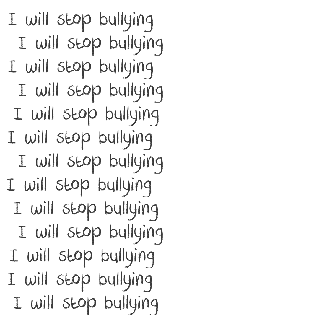 Anti-Bullying Message in Repetitive Text on Transparent Background