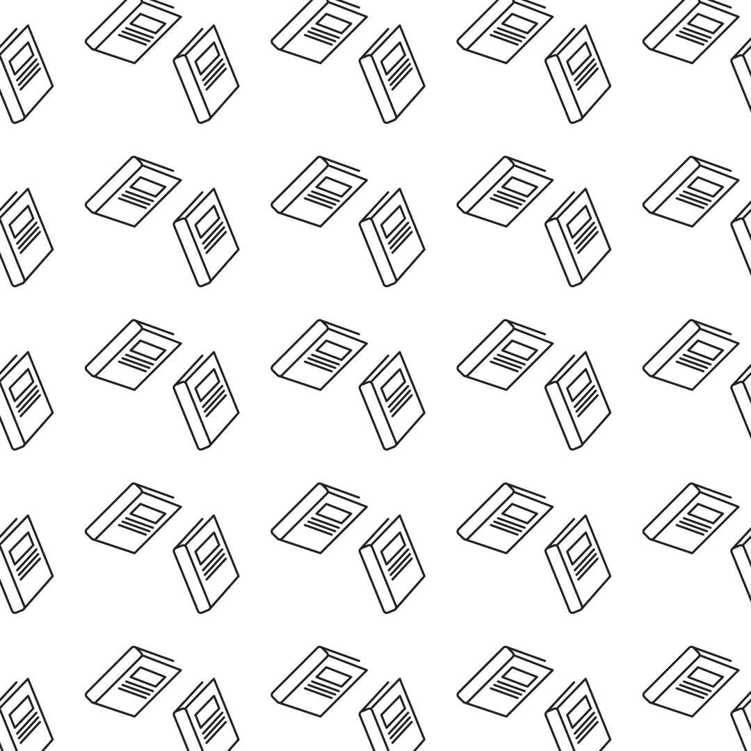 Seamless Black Book Pattern on Transparent Background