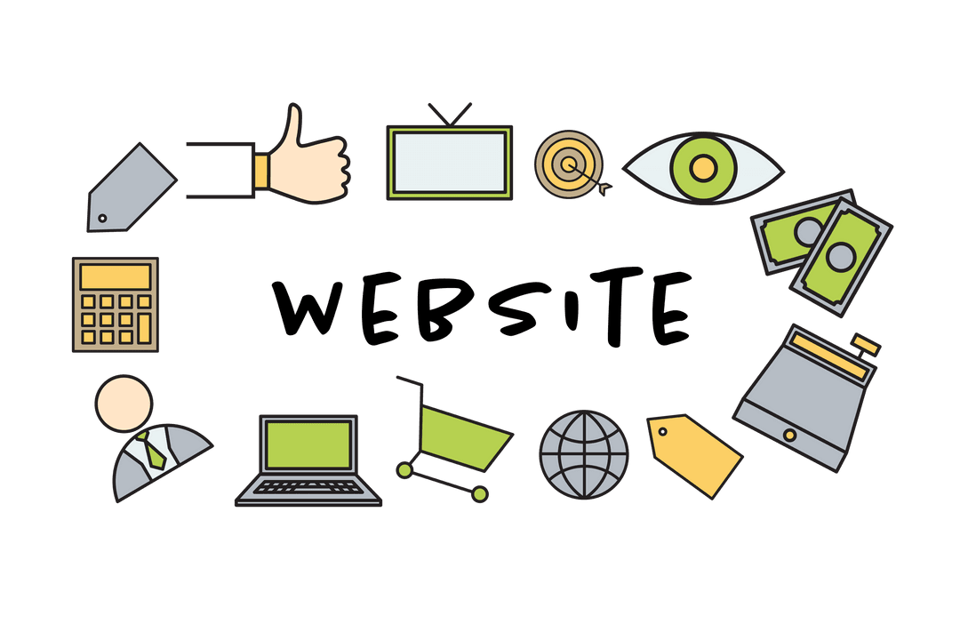 Digital Symbols and Communication Icons on Transparent Background