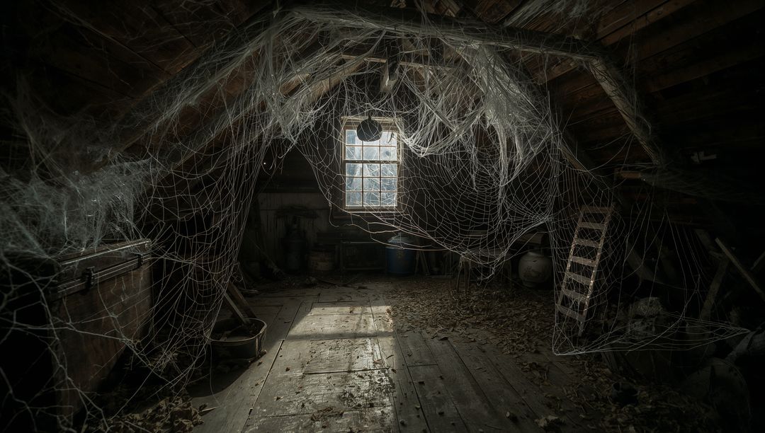 Abandoned Attic with Cobwebs and Vintage Charm