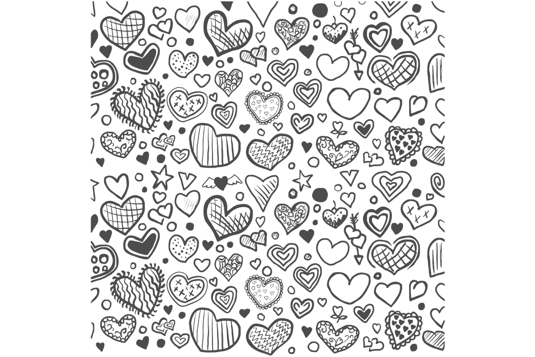 Transparent Black Heart Pattern Illustration for Love and Decor