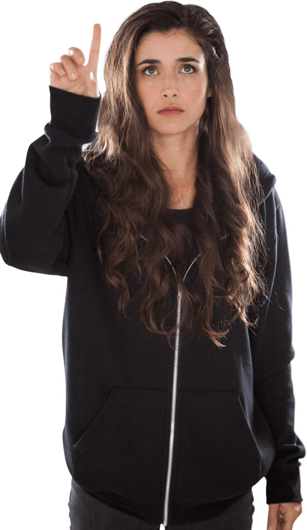 Transparent Young Woman Interacting with Digital Interface