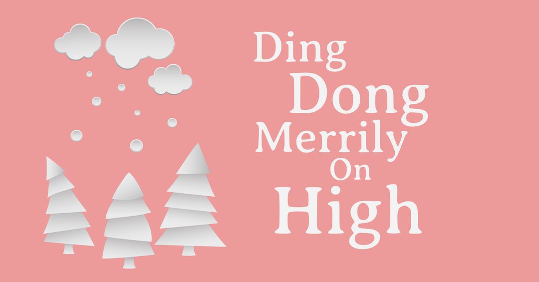 Festive Christmas Design with Stylized Trees and Snowflakes