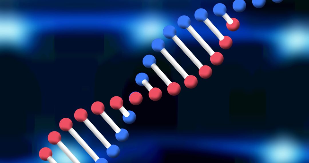 Colorful 3D DNA Strand on Abstract Blue Background