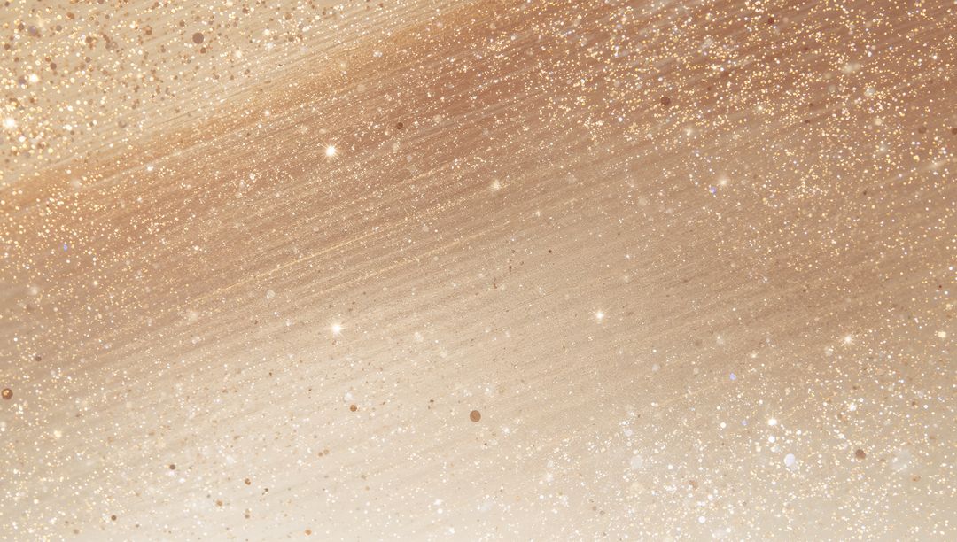 Shimmering Gold-Beige Glitter Brushstroke Backdrop with Sparkling Bokeh and Star Glints
