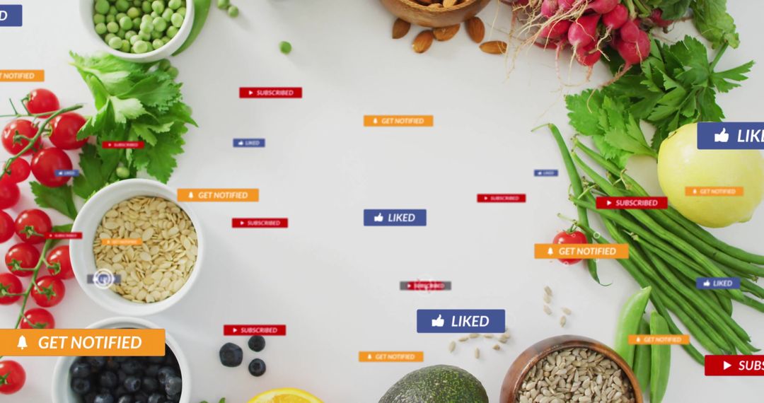 Organic Superfoods Flat Lay with Social Media Notifications