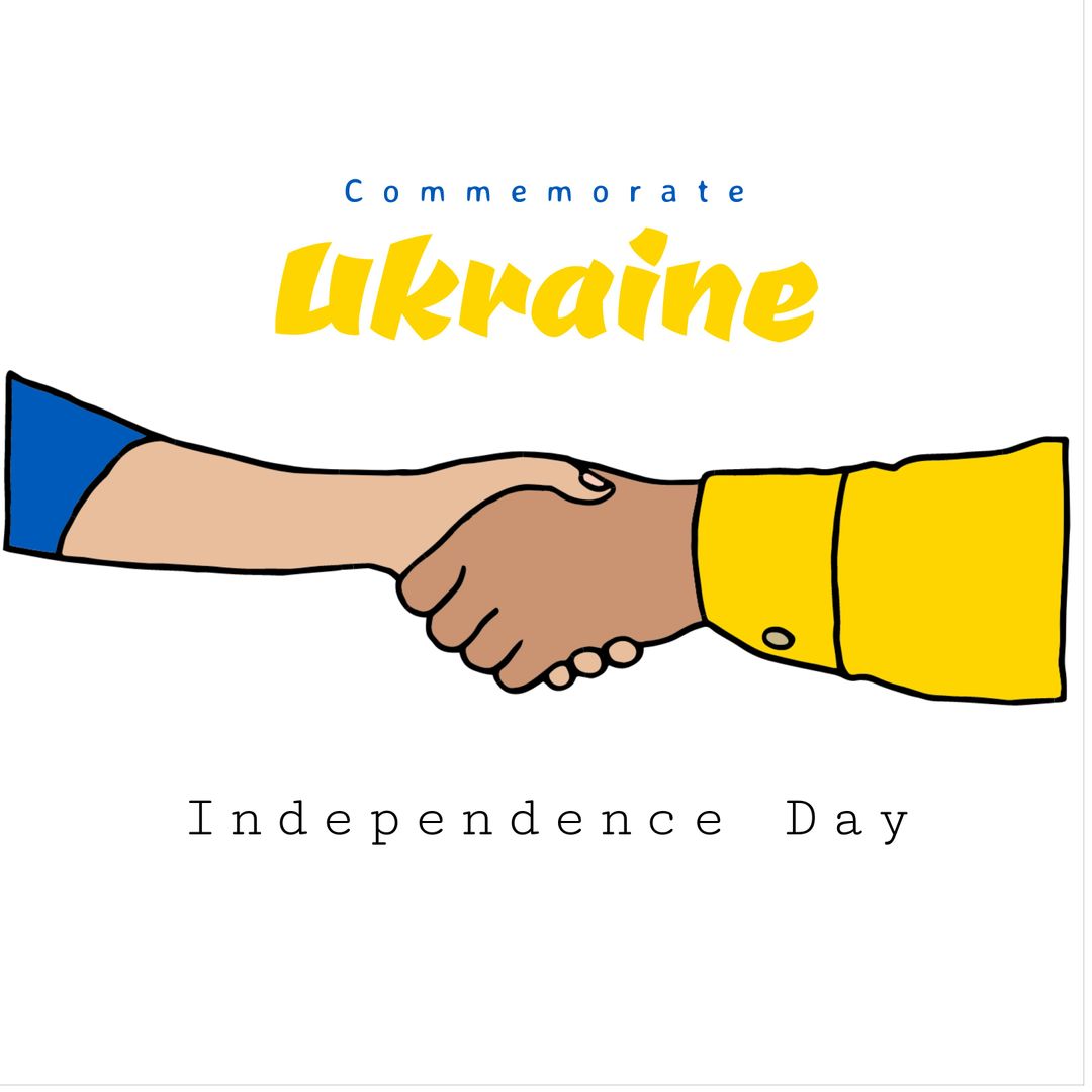 Handshake Celebrating Ukraine Independence Day Commemoration